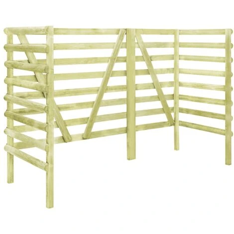 VidaXL Abri De Poubelle Triple Vert 210x80x150 Cm Pin Imprégné - Brun 4 VidaXL Abri De Poubelle Triple Vert 210x80x150 Cm Pin Imprégné - Brun – Image 2