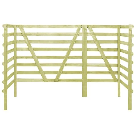VidaXL Abri De Poubelle Triple Vert 210x80x150 Cm Pin Imprégné - Brun 5 VidaXL Abri De Poubelle Triple Vert 210x80x150 Cm Pin Imprégné - Brun – Image 3