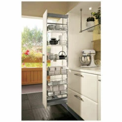 Colonne Coulissante Complète 5 Corbeilles - Décor Corbeille : Chromé - VIBO - Pour Caisson De Largeur : 400 Mm