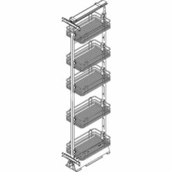 Colonne Coulissante Complète 5 Corbeilles - Décor Corbeille : Chromé - VIBO - Pour Caisson De Largeur : 400 Mm -Poubelle Boutique 13477289 4