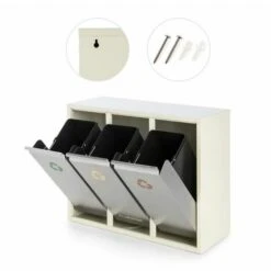 Klarstein Poubelle écologique Triple Tri Sélectif & Recyclage 45L (3x 15L) Beige -Poubelle Boutique 13732965 4