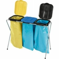 Collecteur De Déchets 3x120 L Avec Couvercle Noir/jaune/bleu