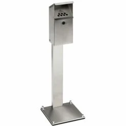 VAR Cendrier Sur Pied En Inox - Capacité 3,7 L, Verrouillable - H X L X P 1090 X 320 X 320 Mm