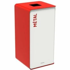 CERTEO Poubelle De Tri Sélectif 40l Sans Serrure - Tri Métal - Rouge Signalisation - CUBATRI | Rossignol - Jaune Signalisation RAL 3020