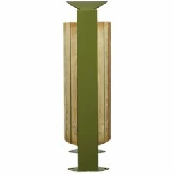 CERTEO Poubelle Sur Pied - Façade Bois - 60 L - Bois / Acier Vert Olive - BOOGY | Rossignol - Vert Olive -Poubelle Boutique 15693933 3