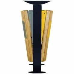 CERTEO Poubelle Façade Bois - Sans Cendrier - 2 X 60 L - Tri Divers/papier - Bois/ Acier Bleu - ARKEA | Rossignol - Bleu -Poubelle Boutique 15693937 3