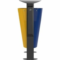 CERTEO Poubelle Façade Bois - 2 X 60 L - Avec Cendrier 3 L - Tri Divers /papier - Bois / Acier Bleu - EDEN | Rossignol - Gris | Ultramarine -Poubelle Boutique 15693940 3