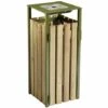 CERTEO Poubelle à Poser Ou à Fixer 110 L - Avec Cendrier 1,5 L - Bois / Acier Vert Olive - EDEN | Rossignol - Vert Olive -Poubelle Boutique 15693943 1