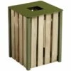 CERTEO Poubelle à Poser Ou à Fixer - Sans Cendrier - 50 L - Bois / Acier Vert Olive - TULIPE | Rossignol - Vert Olive -Poubelle Boutique 15694119 1