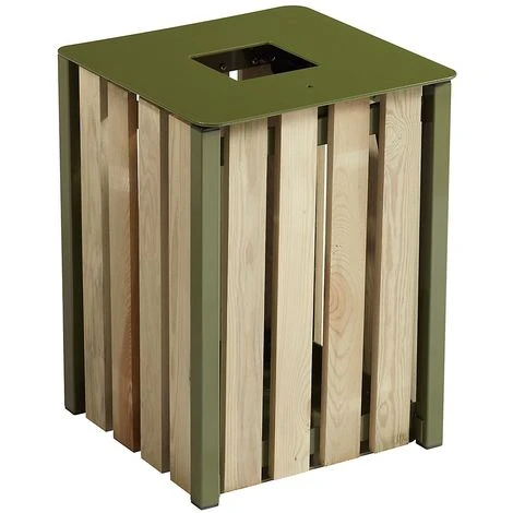 CERTEO Poubelle à Poser Ou à Fixer - Sans Cendrier - 50 L - Bois / Acier Vert Olive - TULIPE | Rossignol - Vert Olive 3 CERTEO Poubelle à Poser Ou à Fixer - Sans Cendrier - 50 L - Bois / Acier Vert Olive - TULIPE | Rossignol - Vert Olive