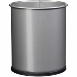 CERTEO Poubelle à Papier Métal - 8 L - Gris Métal - PAPEA | Rossignol - Gris RAL 9006