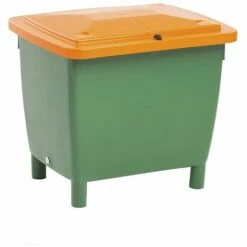 CRAEMER Conteneur Rectangulaire - Avec Couvercle Sur Charnières - Capacité 210 L, Bac Vert, Couvercle Orange - Coloris Du Couvercle: Orange Sécurité