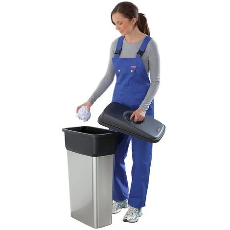 Rothopro Collecteur De Tri METALLIC - Modèle KOMPAKT - Capacité 55 L, Fente De Dépôt, Bleu - Coloris Du Couvercle: Bleu 4 Rothopro Collecteur De Tri METALLIC - Modèle KOMPAKT - Capacité 55 L, Fente De Dépôt, Bleu - Coloris Du Couvercle: Bleu – Image 2