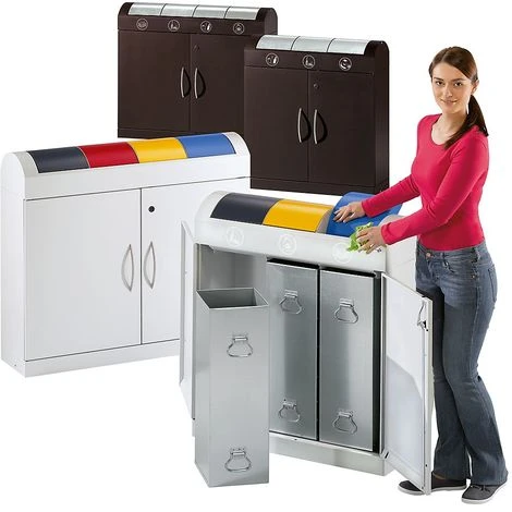 STUMPF Collecteurs Modulaires De Tri Des Déchets - Corps Gris Clair, H X P 975 X 320 Mm - Capacité 4 X 45 L, Largeur 1100 Mm, - Coloris Trappe: Bleu Gentiane RAL 5010 4 STUMPF Collecteurs Modulaires De Tri Des Déchets - Corps Gris Clair, H X P 975 X 320 Mm - Capacité 4 X 45 L, Largeur 1100 Mm, - Coloris Trappe: Bleu Gentiane RAL 5010 – Image 2