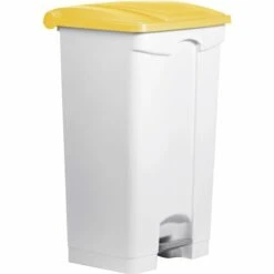 CERTEO Helit Poubelle à Pédale, Blanche, Couvercle Jaune - Coloris Du Couvercle: Jaune