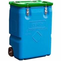 CEMO Collecteur à 2 Roues Pour Produits Dangereux, Capacité 170 L Couvercle Vert