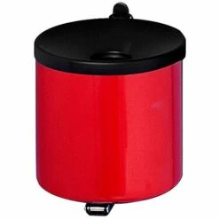 CERTEO Cendrier Mural Anti-feu, Hauteur 145 Mm, Ø 150 Mm, Tôle D'acier, Rouge