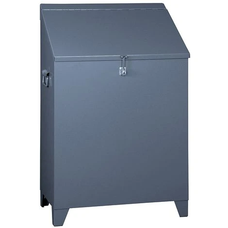 WOLF Collecteur Pour Laine à Polir En Tôle D'acier - Avec Couvercle Incliné, Hauteur Devant / Derrière 750 / 980 Mm, Gris - Coloris Du Couvercle: Gris Bleu RAL 7031 3 WOLF Collecteur Pour Laine à Polir En Tôle D'acier - Avec Couvercle Incliné, Hauteur Devant / Derrière 750 / 980 Mm, Gris - Coloris Du Couvercle: Gris Bleu RAL 7031