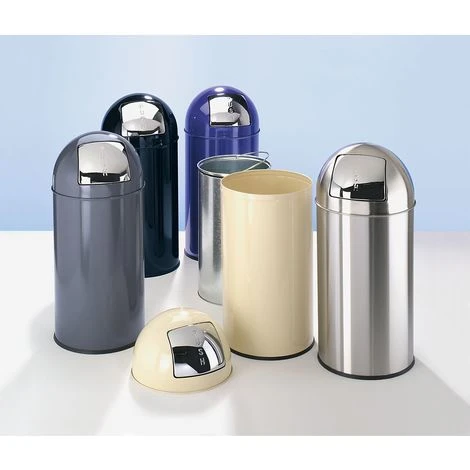 CERTEO Collecteur De Déchets à Trappe BULLET PUSH, En Tôle D'acier - Capacité 40 L, H X Ø 740 X 340 Mm - Ivoire Clair - Coloris Poubelle: Ivoire Clair 4 CERTEO Collecteur De Déchets à Trappe BULLET PUSH, En Tôle D'acier - Capacité 40 L, H X Ø 740 X 340 Mm - Ivoire Clair - Coloris Poubelle: Ivoire Clair – Image 2