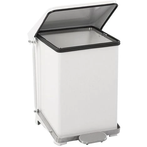 CERTEO Poubelle à Pédale Industrielle En Tôle D'acier - Peint époxy Blanc RAL 9016 - Capacité 27 L, H X L X P 440 X 380 X 365 - Coloris Du Couvercle: Blanc 4 CERTEO Poubelle à Pédale Industrielle En Tôle D'acier - Peint époxy Blanc RAL 9016 - Capacité 27 L, H X L X P 440 X 380 X 365 - Coloris Du Couvercle: Blanc – Image 2