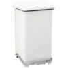 CERTEO Poubelle à Pédale Industrielle En Tôle D'acier - Peint époxy Blanc RAL 9016 - Capacité 45 L, H X L X P 595 X 380 X 365 - Coloris Du Couvercle: Blanc