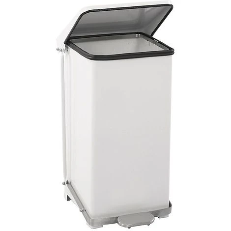CERTEO Poubelle à Pédale Industrielle En Tôle D'acier - Peint époxy Blanc RAL 9016 - Capacité 45 L, H X L X P 595 X 380 X 365 - Coloris Du Couvercle: Blanc 4 CERTEO Poubelle à Pédale Industrielle En Tôle D'acier - Peint époxy Blanc RAL 9016 - Capacité 45 L, H X L X P 595 X 380 X 365 - Coloris Du Couvercle: Blanc – Image 2