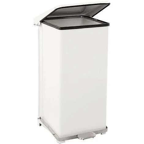 CERTEO Poubelle à Pédale Industrielle En Tôle D'acier - Peint époxy Blanc RAL 9016 - Capacité 90 L, H X L X P 770 X 445 X 435 - Coloris Du Couvercle: Blanc 4 CERTEO Poubelle à Pédale Industrielle En Tôle D'acier - Peint époxy Blanc RAL 9016 - Capacité 90 L, H X L X P 770 X 445 X 435 - Coloris Du Couvercle: Blanc – Image 2