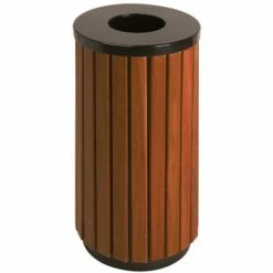 CERTEO Collecteur De Déchets Façon Bois, Hauteur 755 Mm, Rond, Avec 1 Ouverture Latérale - Coloris Poubelle: Noir|Coloris Du Couvercle: Noir -Poubelle Boutique 15708993 3
