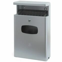 CERTEO Collecteur De Déchets Avec Cendrier, Capacité 16 L, Gris - Coloris Poubelle: Gris|Coloris Du Couvercle: Gris