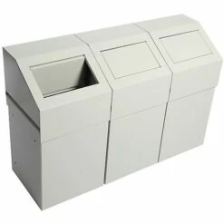 Poubelle Boutique 13 CERTEO Poste De Tri Des Déchets 3 éléments, Avec 3 collecteurs Capacité 50 L - Coloris Poubelle: Gris RAL 7035