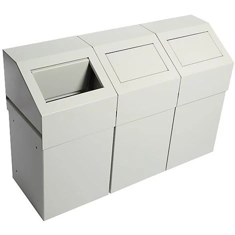 CERTEO Poste De Tri Des Déchets 3 éléments, Avec 3 collecteurs Capacité 50 L - Coloris Poubelle: Gris RAL 7035 3 CERTEO Poste De Tri Des Déchets 3 éléments, Avec 3 collecteurs Capacité 50 L - Coloris Poubelle: Gris RAL 7035