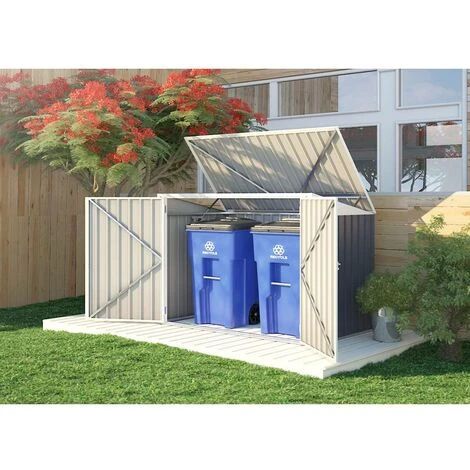 HABITAT ET JARDIN Cache Poubelle En Métal "New York" - 100 X 172 X 131 Cm - Gris - Gris. 4 HABITAT ET JARDIN Cache Poubelle En Métal "New York" - 100 X 172 X 131 Cm - Gris - Gris. – Image 2