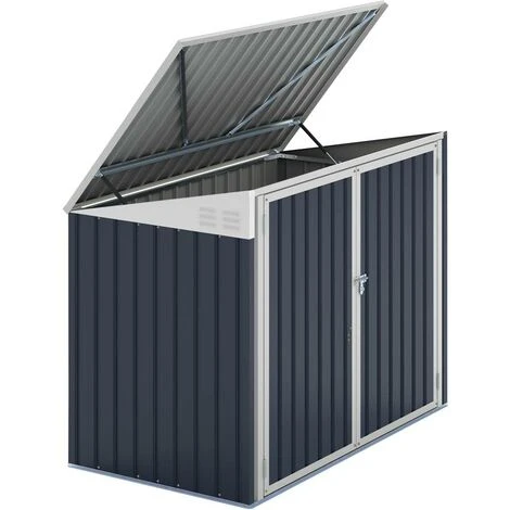 HABITAT ET JARDIN Cache Poubelle En Métal "New York" - 100 X 172 X 131 Cm - Gris - Gris. 5 HABITAT ET JARDIN Cache Poubelle En Métal "New York" - 100 X 172 X 131 Cm - Gris - Gris. – Image 3