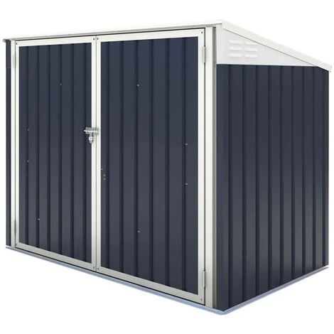 HABITAT ET JARDIN Cache Poubelle En Métal "New York" - 100 X 172 X 131 Cm - Gris - Gris. 6 HABITAT ET JARDIN Cache Poubelle En Métal "New York" - 100 X 172 X 131 Cm - Gris - Gris. – Image 4