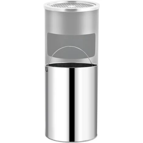 Poubelle à Cendrier D'hôtel 30 L Acier Gris VidaXL 5 Poubelle à Cendrier D'hôtel 30 L Acier Gris VidaXL – Image 3