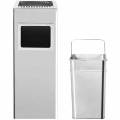 VidaXL Poubelle à Cendrier D'hôtel 36 L Acier Inoxydable - Argent 9 VidaXL Poubelle à Cendrier D'hôtel 36 L Acier Inoxydable - Argent -Poubelle Boutique 16773327 3