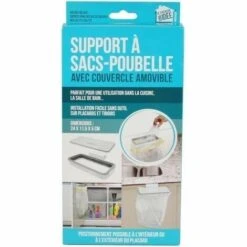 JE CHERCHE UNE IDEE Support Sac Poubelle Avec Couvercle Blanc - Blanc -Poubelle Boutique 18107701 4