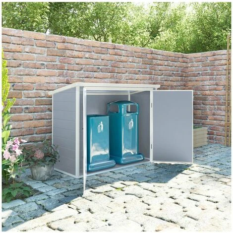 HABITAT ET JARDIN Cache Poubelle Résine "Axel" - 198 X 91 X 149 Cm - Gris 4 HABITAT ET JARDIN Cache Poubelle Résine "Axel" - 198 X 91 X 149 Cm - Gris – Image 2