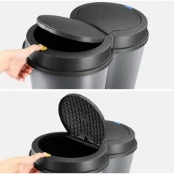 DEUBA Double Poubelle – Duo Poubelle Poubelle 2 x 25 Litres + Bouton Pression Automatique – Couleur Au Choix Argent 9 DEUBA Double Poubelle – Duo Poubelle Poubelle 2 x 25 Litres + Bouton Pression Automatique – Couleur Au Choix Argent -Poubelle Boutique 18475465 3