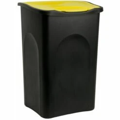 STEFANPLAST Poubelle 50 Litres - Avec Couvercle - Collecteur De Déchets - 3 Couleurs Black/Yellow (en)