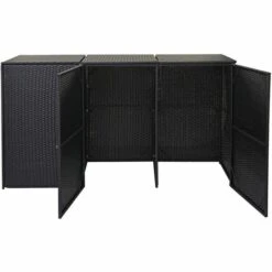 Enveloppement Pour 3 Poubelles HHG-261, Box Pour Poubelles, Revêtement, Polyrotin 2x120l ~ Noir 9 Enveloppement Pour 3 Poubelles HHG-261, Box Pour Poubelles, Revêtement, Polyrotin 2x120l ~ Noir -Poubelle Boutique 18936748 3