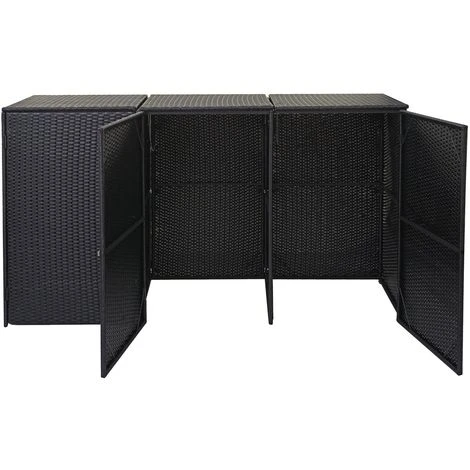 Enveloppement Pour 3 Poubelles HHG-261, Box Pour Poubelles, Revêtement, Polyrotin 2x120l ~ Noir 5 Enveloppement Pour 3 Poubelles HHG-261, Box Pour Poubelles, Revêtement, Polyrotin 2x120l ~ Noir – Image 3