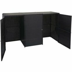 Enveloppement Pour 3 Poubelles HHG-261, Box Pour Poubelles, Revêtement, Polyrotin 2x120l ~ Noir 10 Enveloppement Pour 3 Poubelles HHG-261, Box Pour Poubelles, Revêtement, Polyrotin 2x120l ~ Noir -Poubelle Boutique 18936748 4