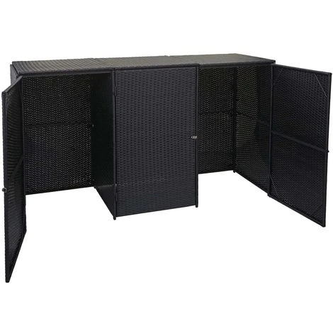 Enveloppement Pour 3 Poubelles HHG-261, Box Pour Poubelles, Revêtement, Polyrotin 2x120l ~ Noir 6 Enveloppement Pour 3 Poubelles HHG-261, Box Pour Poubelles, Revêtement, Polyrotin 2x120l ~ Noir – Image 4