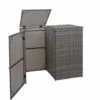 Enveloppement Pour 2 Poubelles HHG-257, Box Pour Poubelles, Revêtement, Polyrotin 2x120l ~ Gris 2 Enveloppement Pour 2 Poubelles HHG-257, Box Pour Poubelles, Revêtement, Polyrotin 2x120l ~ Gris -Poubelle Boutique 18936771 1