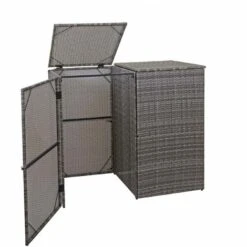 Enveloppement Pour 2 Poubelles HHG-257, Box Pour Poubelles, Revêtement, Polyrotin 2x120l ~ Gris