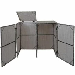 Enveloppement Pour 2 Poubelles HHG-257, Box Pour Poubelles, Revêtement, Polyrotin 2x120l ~ Gris -Poubelle Boutique 18936771 4