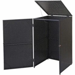 Enveloppement Pour Poubelle HHG-254, Box Pour Poubelles, Revêtement, Polyrotin 2x120l ~ Noir