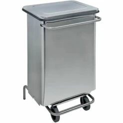 CERTEO Conteneur Mobile à Pédale Frontale Amovible Avec Tubes En Inox | Acier Inoxydable | Brillant | 70 Litres | 480x420x755 |