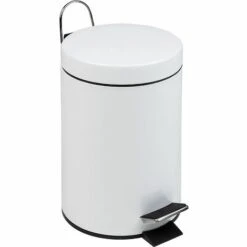 CERTEO Poubelle à Pédale | Acier Peint époxy | Blanc | 12 Litres | 250x395 | Bin Basic | 4 Pièces | Medial - Blanc